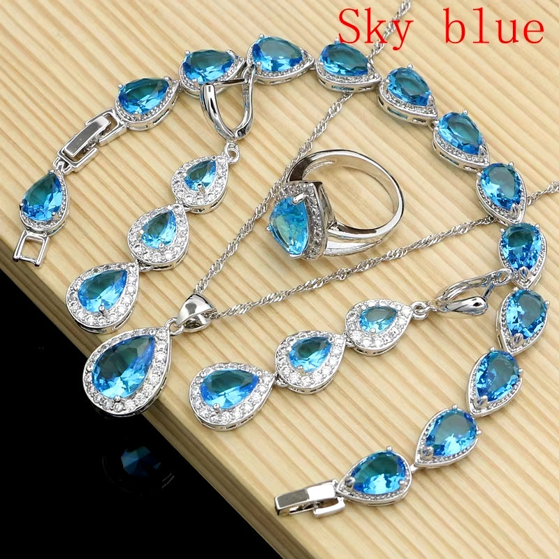 Water Drop Silver Jewelry Set