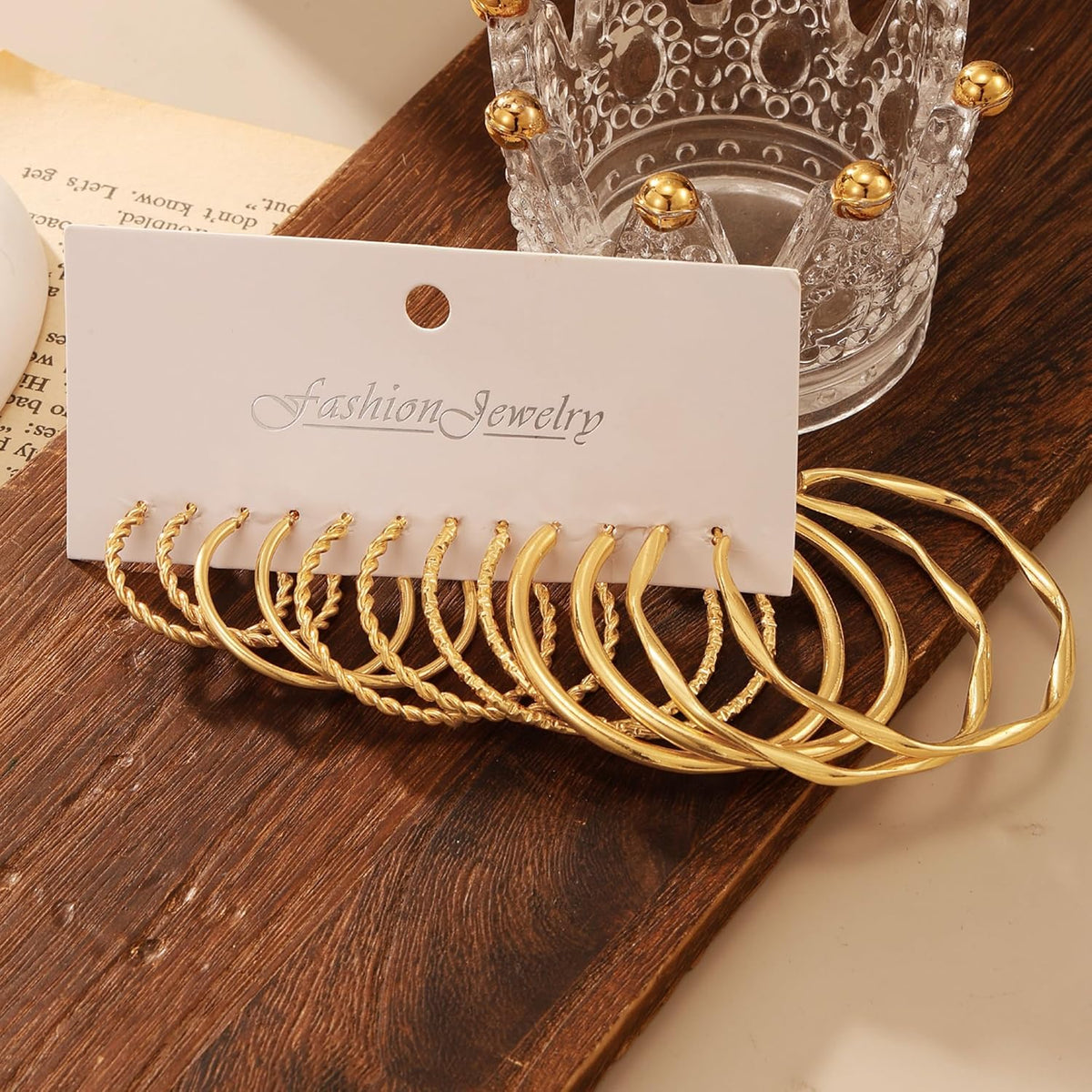 Twisted Gold Hoop Earrings Set