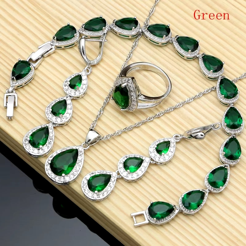 Water Drop Silver Jewelry Set