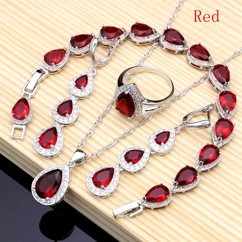 Water Drop Silver Jewelry Set