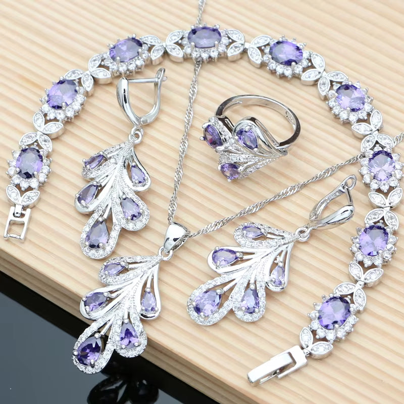 Blue Sapphire Crystal Jewelry Set