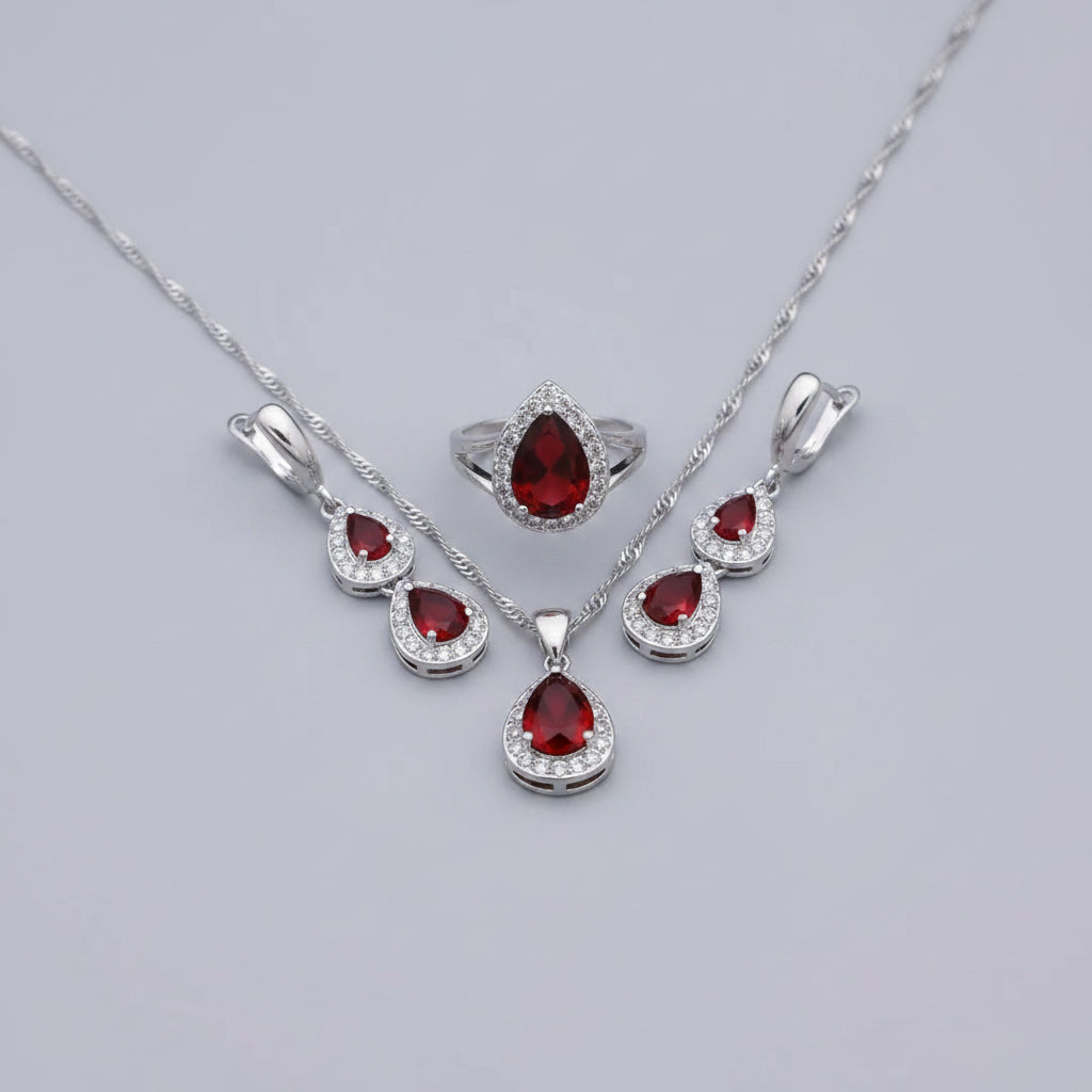 Water Drop Silver Jewelry Set