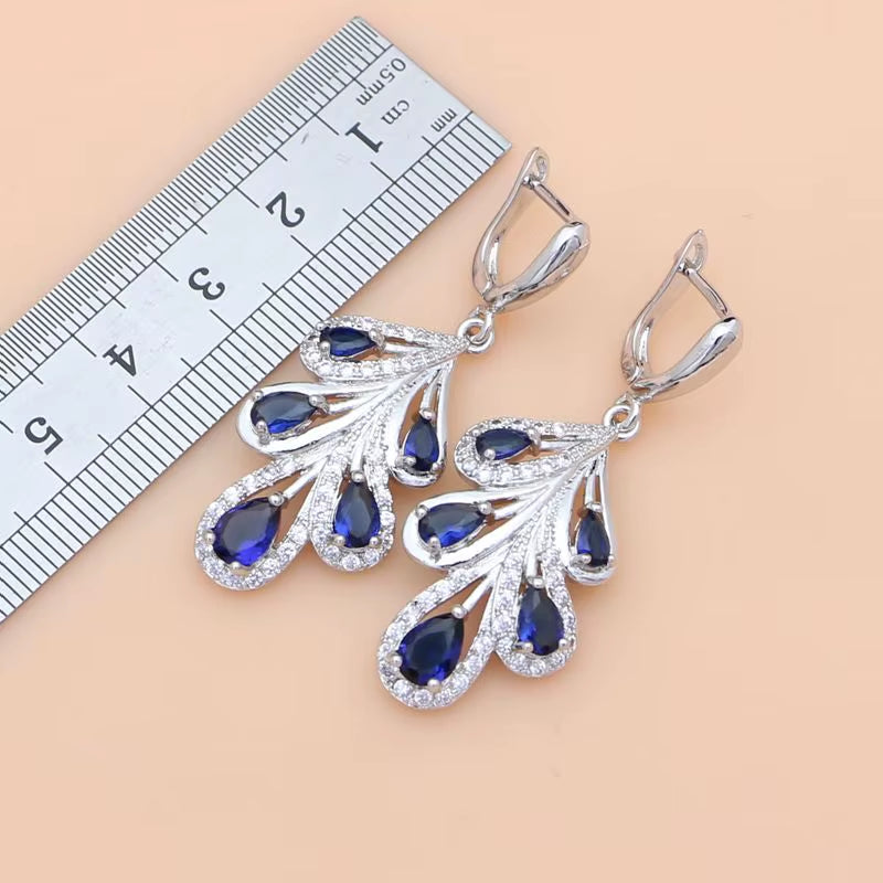 Blue Sapphire Crystal Jewelry Set