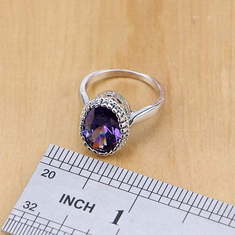 Purple Cubic Zirconia Jewelry Set