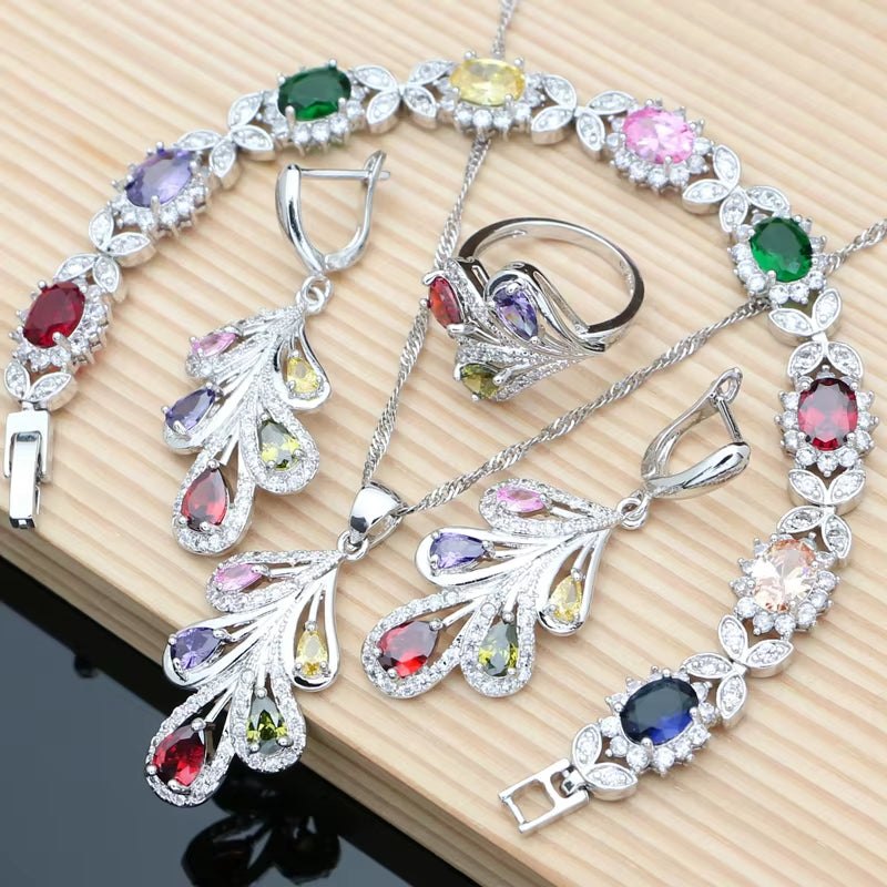 Blue Sapphire Crystal Jewelry Set