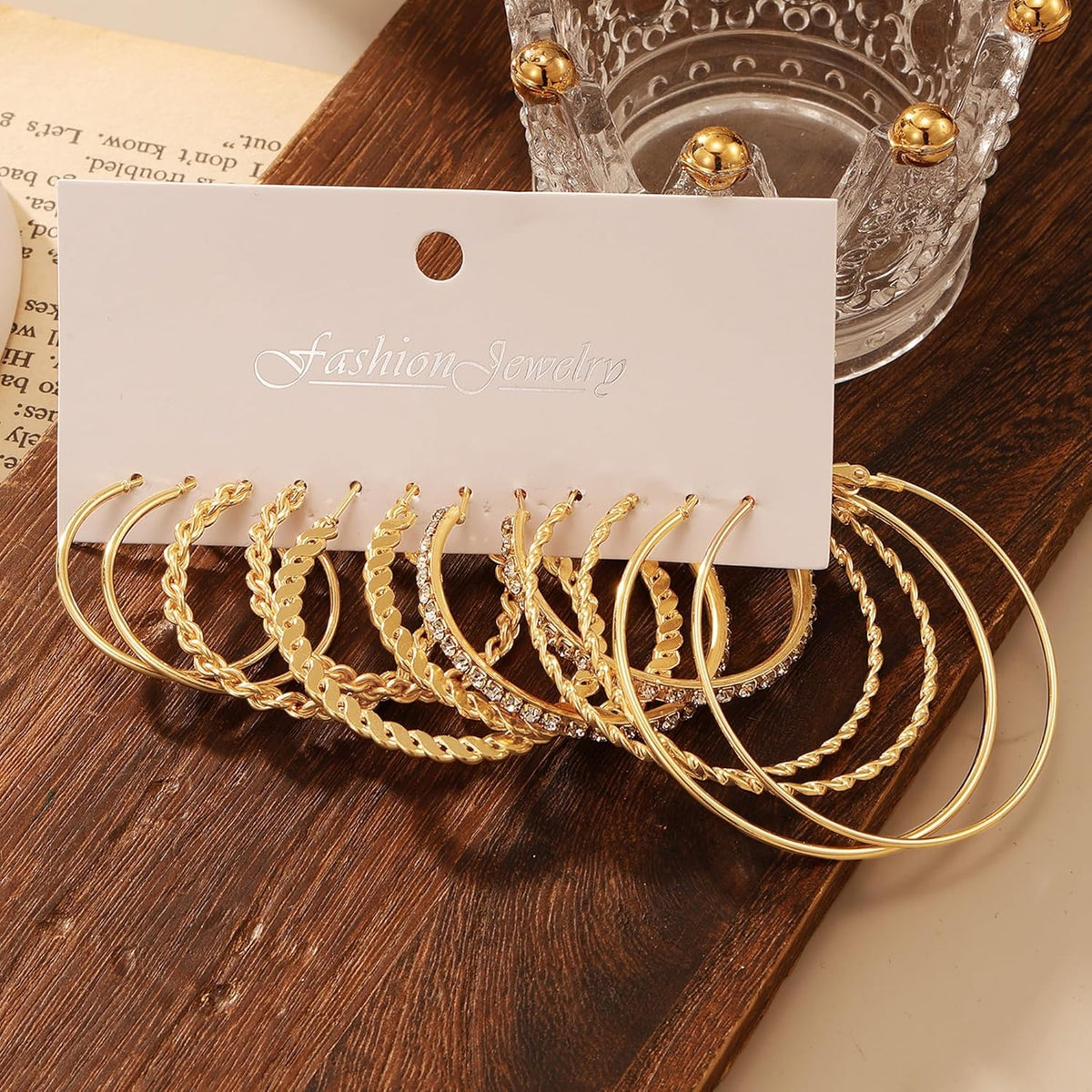 Twisted Gold Hoop Earrings Set