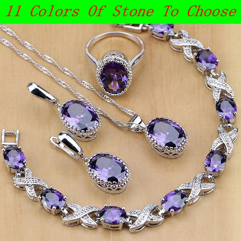 Purple Cubic Zirconia Jewelry Set