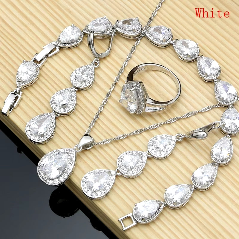 Water Drop Silver Jewelry Set
