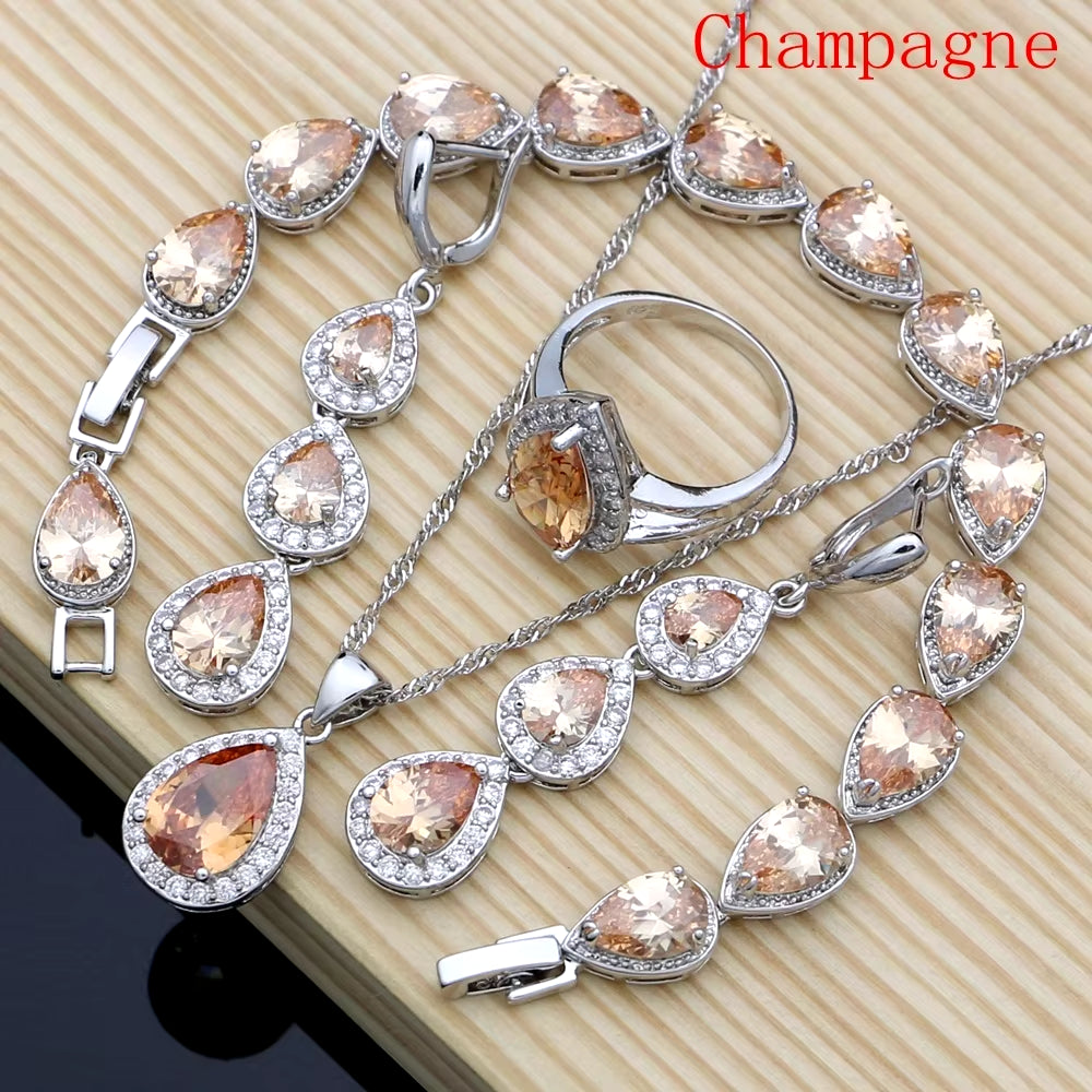Water Drop Silver Jewelry Set