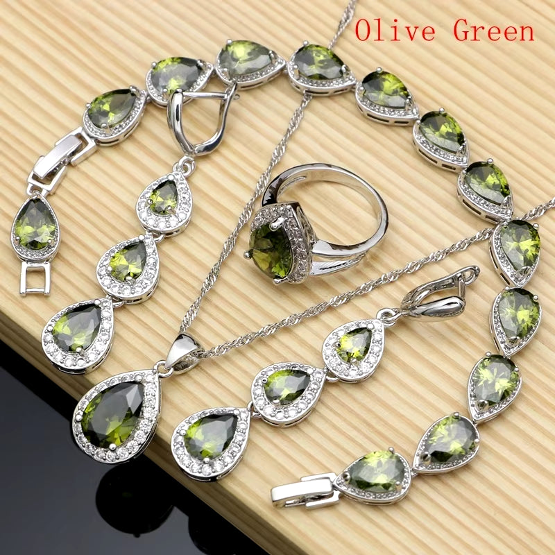 Water Drop Silver Jewelry Set