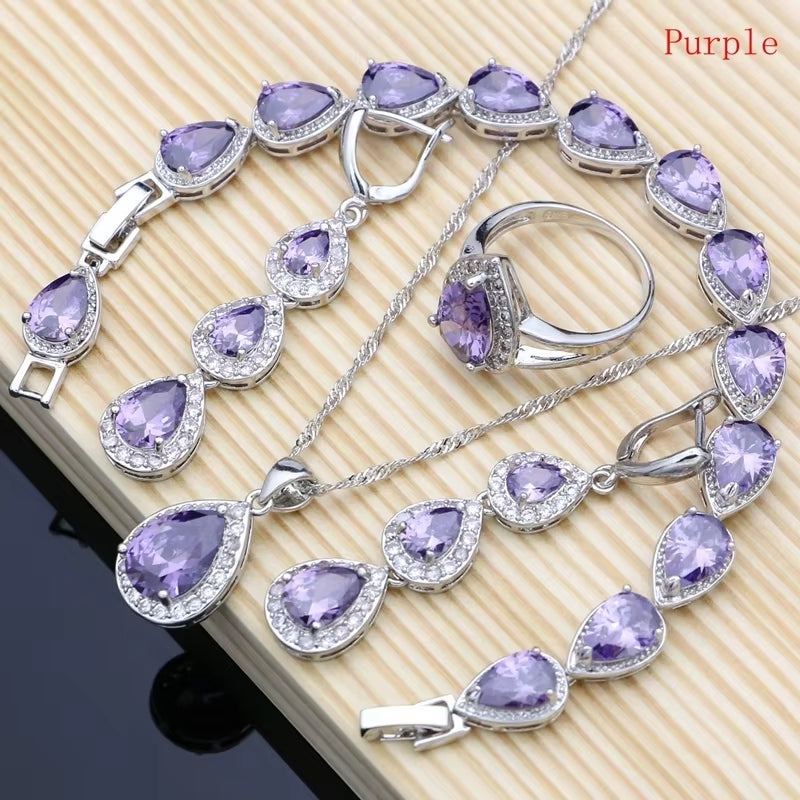 Water Drop Silver Jewelry Set