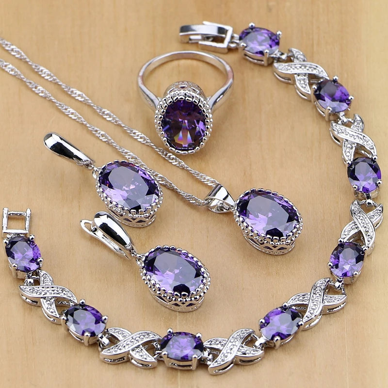 Purple Cubic Zirconia Jewelry Set