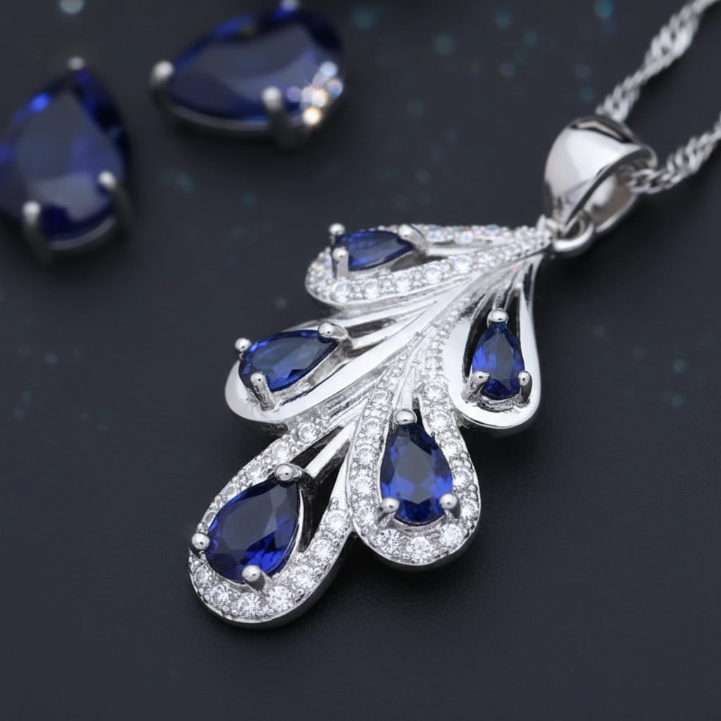 Blue Sapphire Crystal Jewelry Set