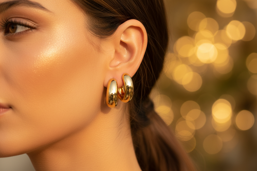 Chunky Gold Hoop Set Lifestyle