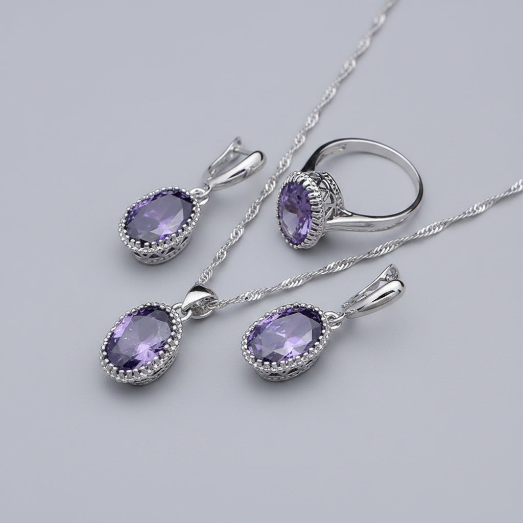 Purple Cubic Zirconia Jewelry Set