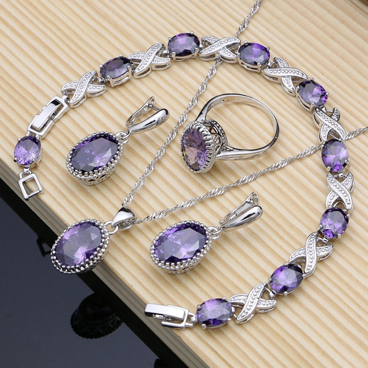 Purple Cubic Zirconia Jewelry Set